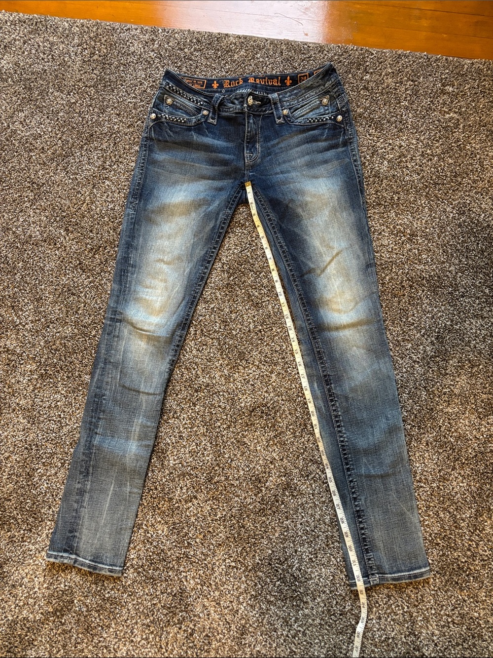 Rock Revival Women's Skinny Jeans - Medium Blue Wash with Fading